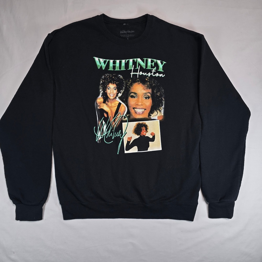 Whitney Houston Graphic Sweatshirt Black Crewneck Music Merch Small